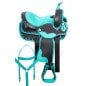 Turquoise Pony Crystal Western Synthetic Youth Kids Saddle Tack Set 10