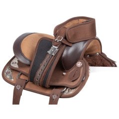 10905 Brown Silver Show Youth Kids Western Horse Saddle Set 12 13