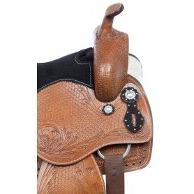 111047 Crystal Show Premium Western Barrel Racing Trail Leather Horse Saddle Tack Set