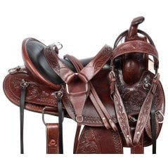 111031 Beautiful Western Hand Carved Extra Comfy Pleasure Trail Leather Horse Saddle Tack Set