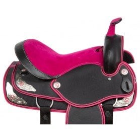 11047 Pink Silver Cowgirl Western Synthetic Trail Show Horse Saddle Tack Set