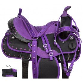 11045 Purple Crystal Show Western Barrel Trail Synthetic Horse Saddle Tack
