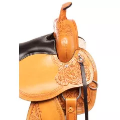 110826 Tan Tooled Western Leather Comfy Pleasure Trail Quarter Horse Saddle Tack