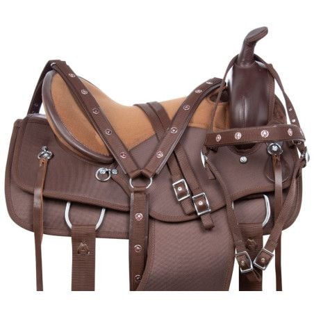 111007G Brown Western Trail Gaited Riding Comfy Synthetic Horse Saddle Tack Set