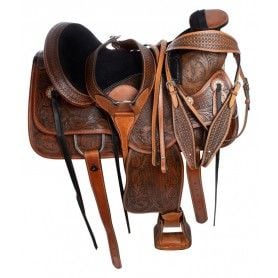 111061 Classic Western Trail Riding Wade Tree Leather Horse Saddle Tack Set 16