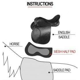 11064 Black 3D- Air Mesh Non Slip Gel Corrective English Horse Saddle Half Pad