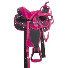 10531H Western Synthetic Pink Crystal Show Kids Youth Horse Saddle Tack 12 13