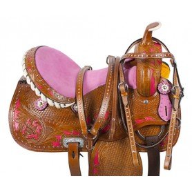 9501 Pink Inlay Crystal Barrel Racing Western Horse Saddle 14 15 16