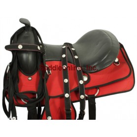 New 16 Beautiful Red Cordura Synthetic Saddle W Tack