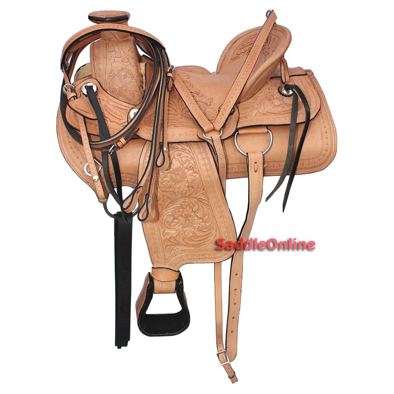 16 Exquisite Heavily Tooled Ranch Work Saddle W Tack