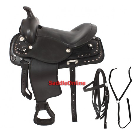New Black Arabian Synthetic 16 Western Show Saddle