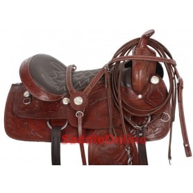 Premium Leather Western Trail Saddle Tack 17