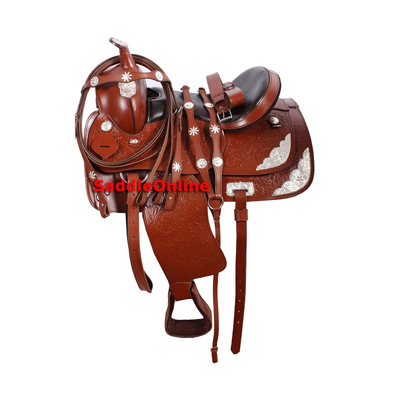 Tan Western Horse Show Saddle Headstall Reins 16