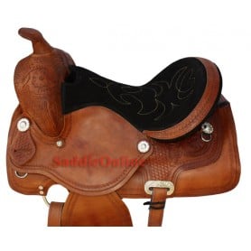 New 15 16 Fancy Tooled Leather Tan Horse Saddle