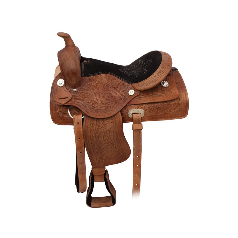 Hand Tooled Brown Western Trail Saddle Tack 16