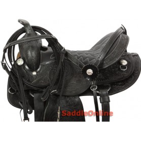 Black Western Horse Trail Pleasure Saddle Tack 15 16 17 18