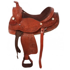 16 17 Leather Western Draft Horse Tooled Saddle