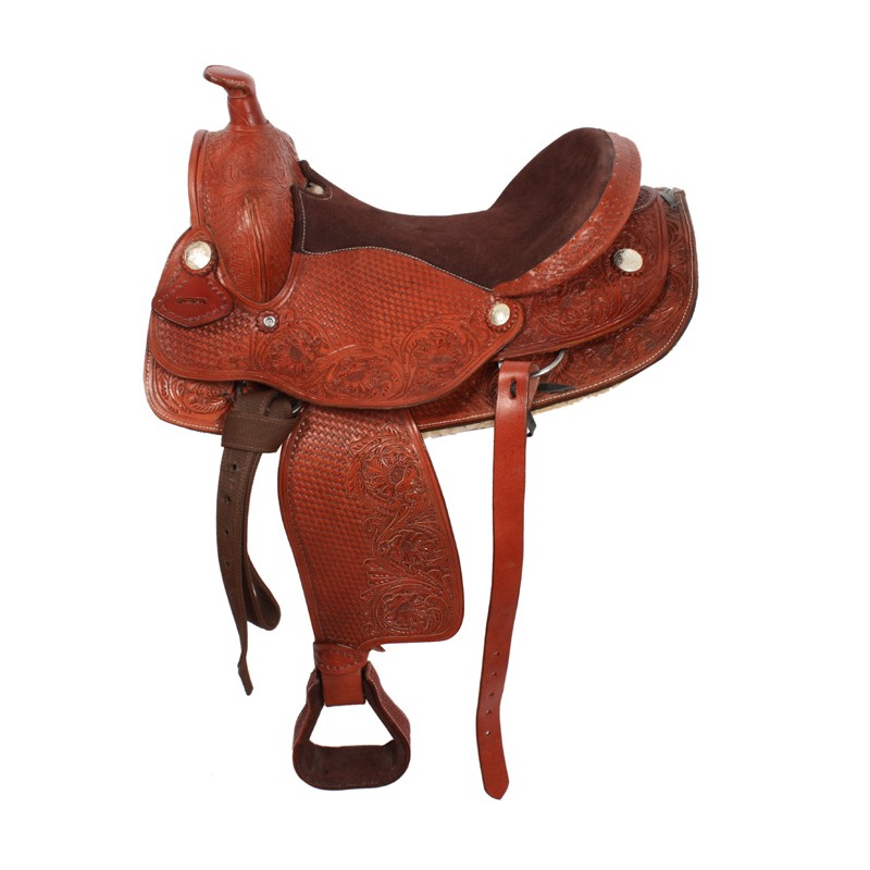 16 17 Leather Western Draft Horse Tooled Saddle