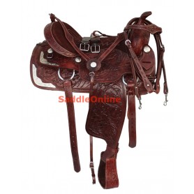 Mahogany Western Trail Horse Show Leather Saddle 18