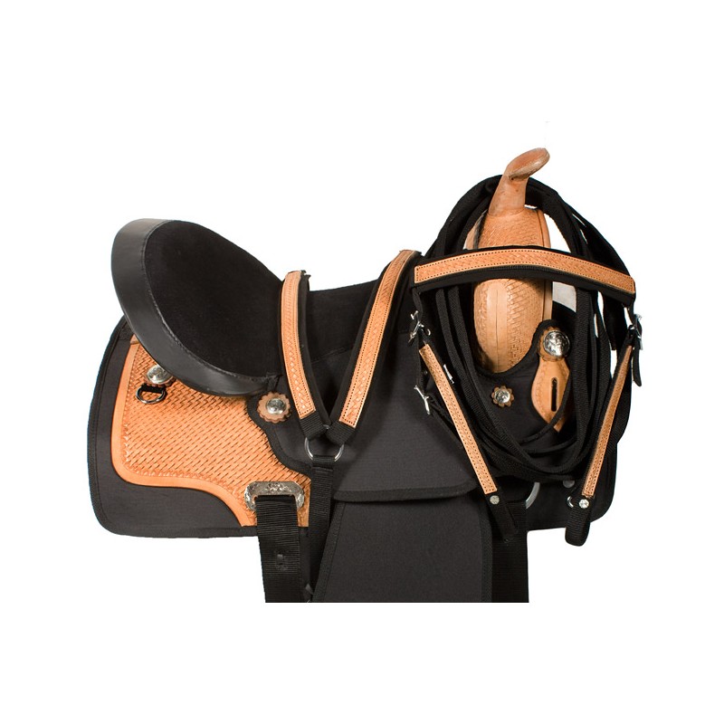 Black Premium Synthetic Horse Saddle Tack Leather 16 17