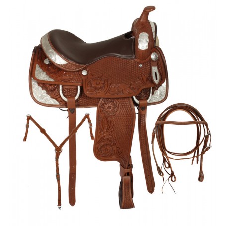 Hand Tooled Western Silver Horse Show Saddle 17