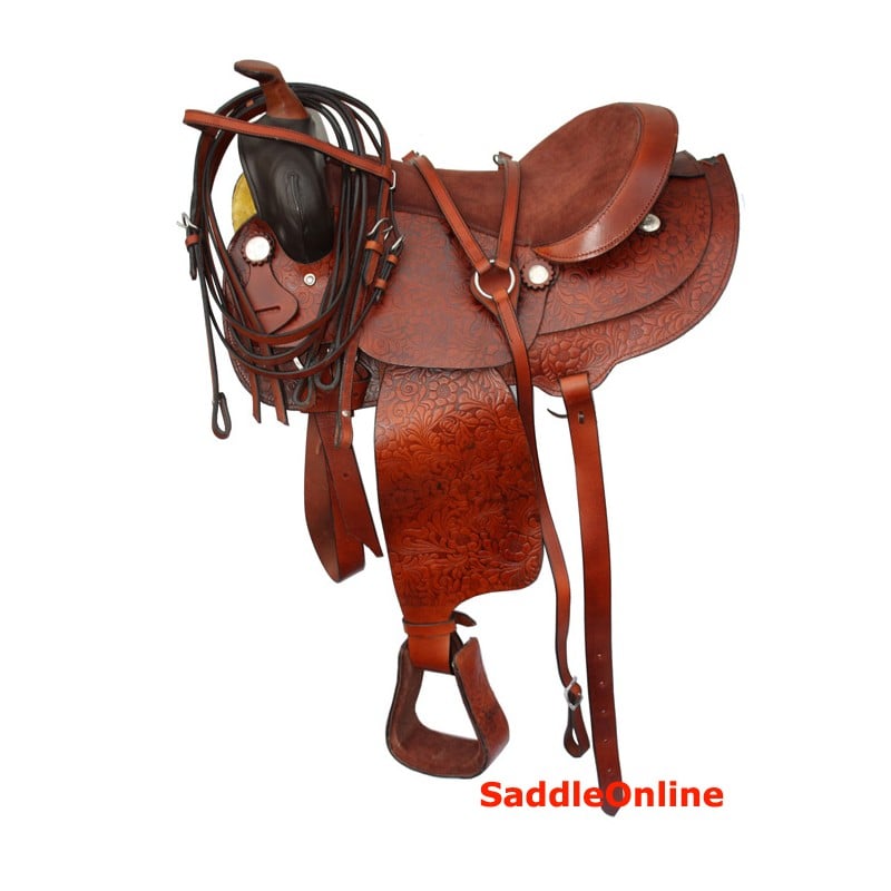 Western Tan Trail Horse Saddle Tack 16-17