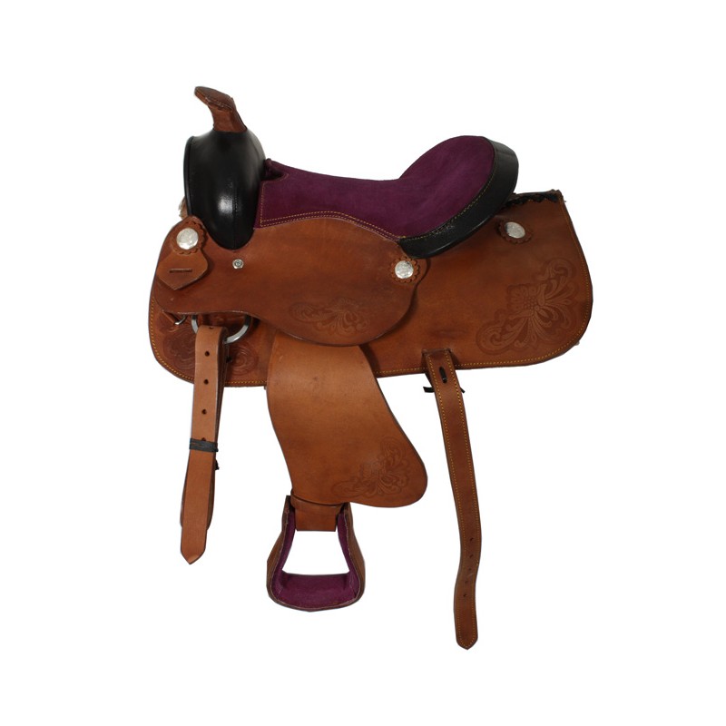 Purple Miniature Horse Youth Leather Kids Show Saddle