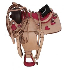 Pink Youth Pony Western Leather Saddle 10 12 13 14