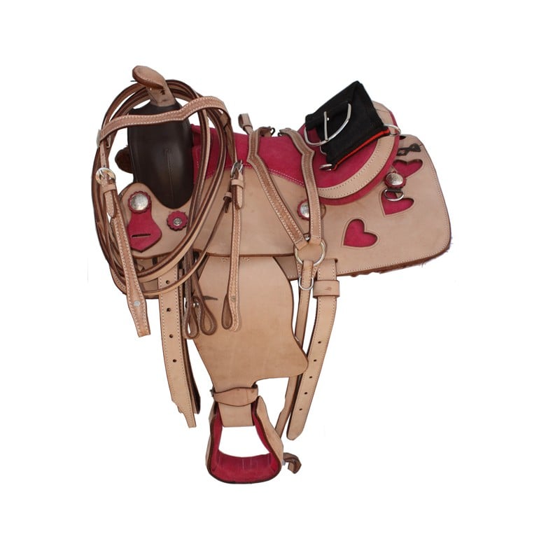 Pink Youth Pony Western Leather Saddle 10 12 13 14