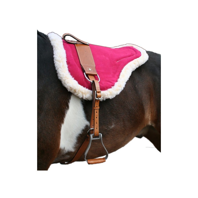 Natural Horsemanship Pink Leather Bareback Pad With Stirrups