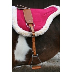 B3021 Natural Horsemanship Pink Leather Bareback Pad With Stirrups