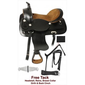 Black Western Pleasure Trail Horse Saddle Tack 15-18