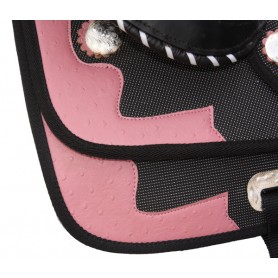 16 Black Pink Synthetic Western Trail Horse Saddle Tack