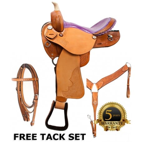 Barrel Racing Purple Ostrich Horse Saddle Tack 14