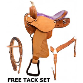 Barrel Racing Purple Ostrich Horse Saddle Tack 14