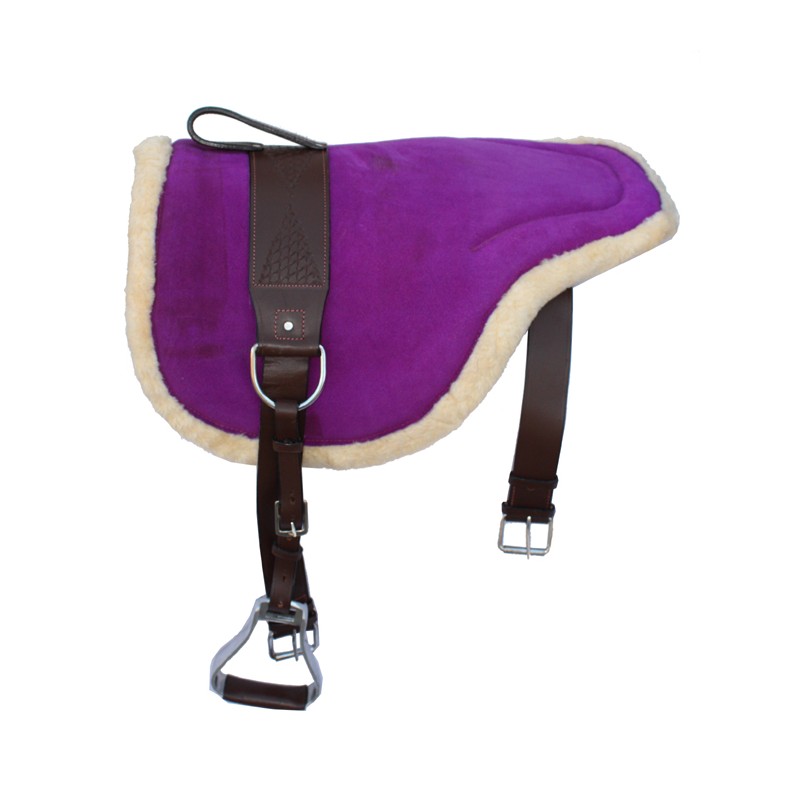 Purple Leather Bareback Pad With Stirrups Girth