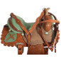 Green Rough Out Barrel Racing Ostrich Seat Saddle 16