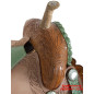 Green Rough Out Barrel Racing Ostrich Seat Saddle 16