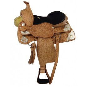 Premium leather hand carved western show saddle.