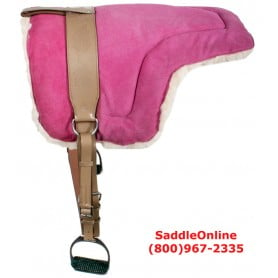 Pink  Leather Bareback Pad With Stirrups Girth