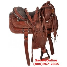 Western Pleasure Filigree Trail Horse Leather Saddle 16