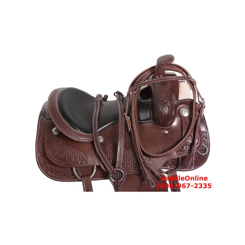 Western Pleasure Trail Horse Leather Saddle 17