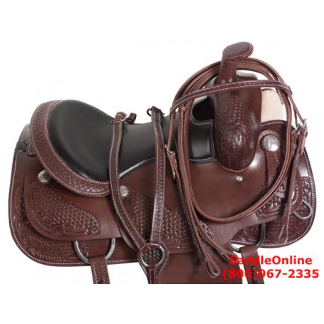 Western Pleasure Trail Horse Leather Saddle 17