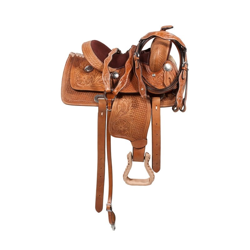 Brown Western Kids Youth Pony Leather Saddle 12