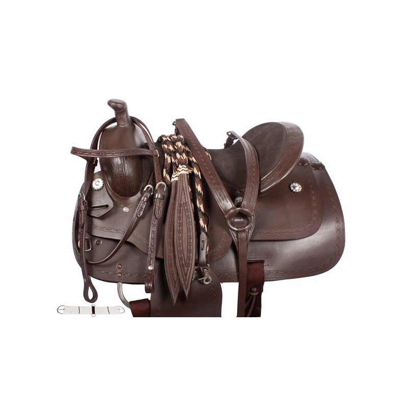 New Brown Western Leather Horse Saddle Tack 16 17