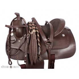 New Brown Western Leather Horse Saddle Tack 16 17