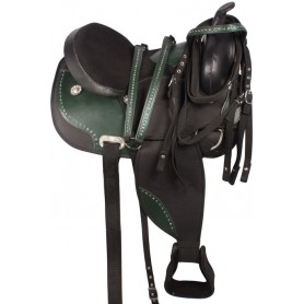 Black Green Western Synthetic Horse Saddle 16