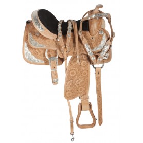 Custom Hand Carved Western Leather Show Saddle Tack 15-17