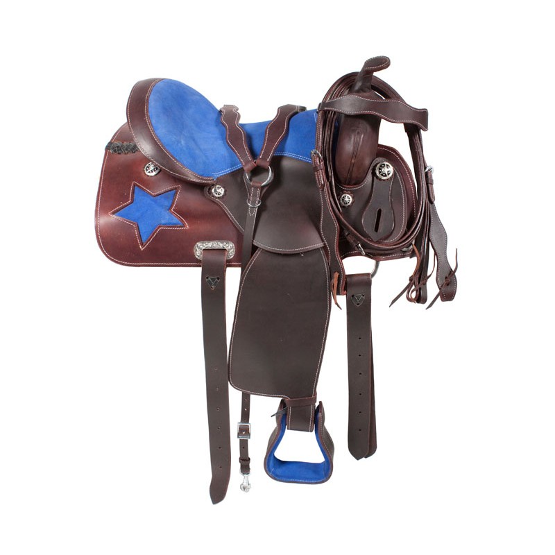 Blue Seat Western Pleasure Leather Horse Saddle 16