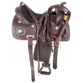 Dark Oil Premium Leather Trail Horse Pleasure Saddle 16 17